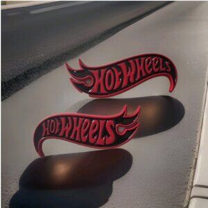 Hot Wheels Metal Decals 1 Pair Left And Right for Car/Truck/SUV Black And Red